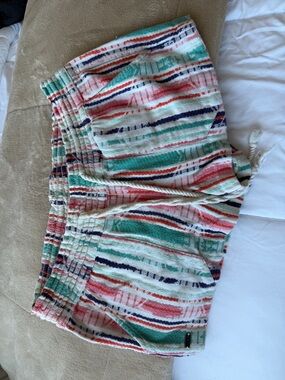 Roxy Multicolor Striped Athletic Shorts in Coral, Teal & Navy